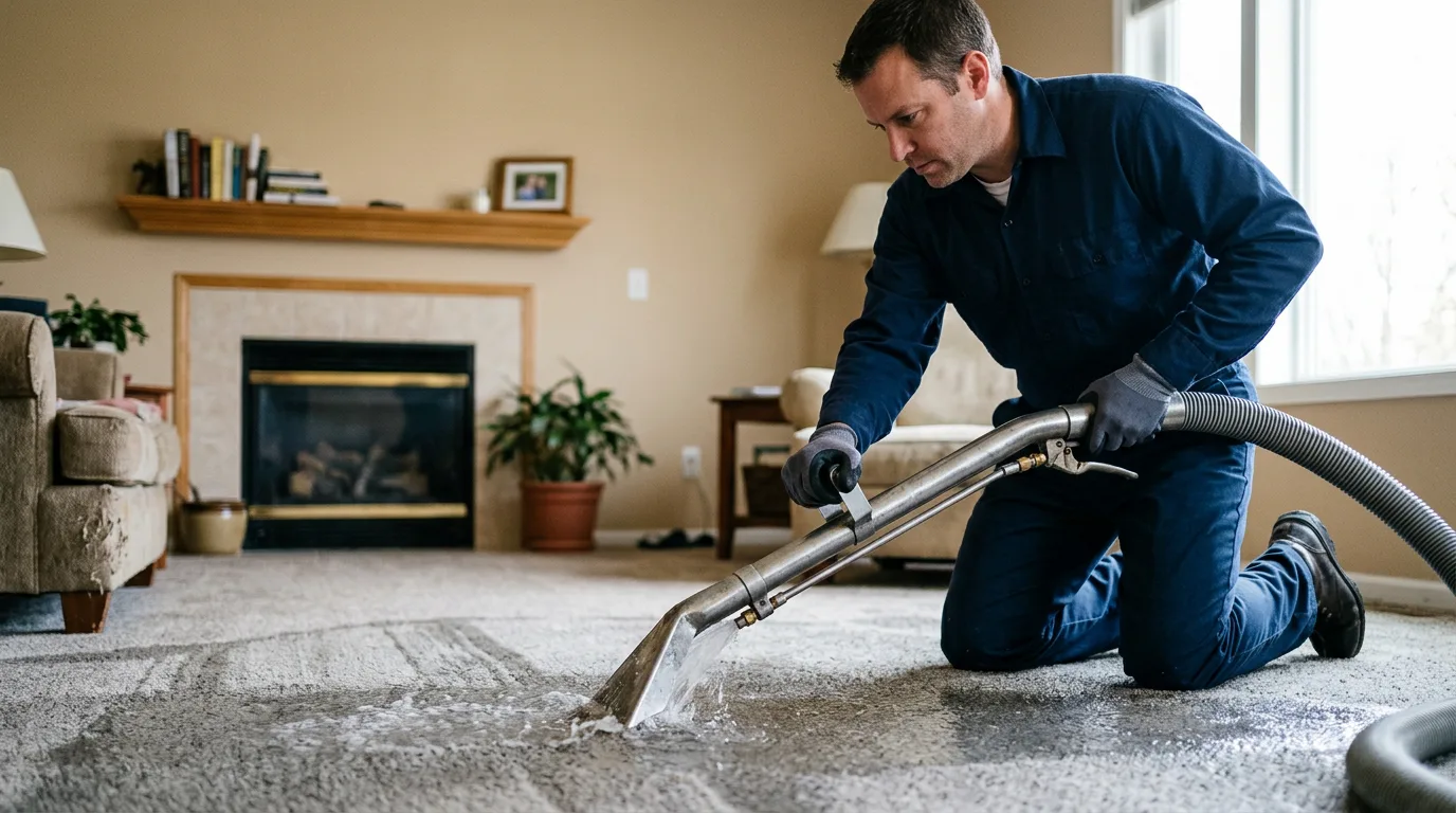 Water damage restoration technician working near Williamsport, IN